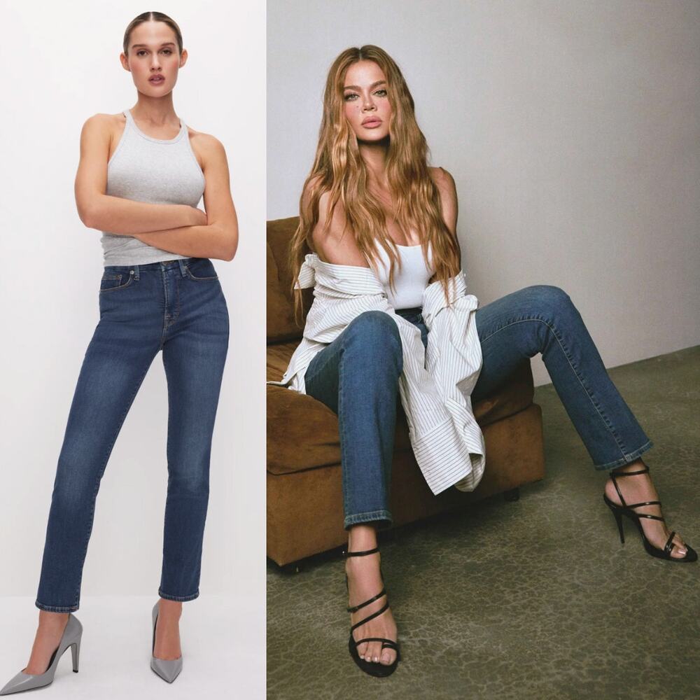 Good American Blue Straight Leg Jeans